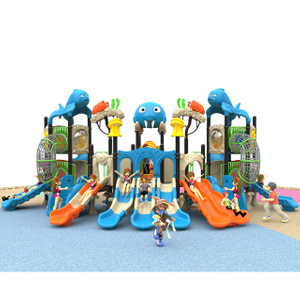 New Design Ocean fish Playground with multi-slides and net climber (HKDLS2201-00101)