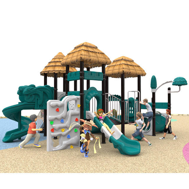 2022 new design play set for children+8615989279205 kids outdoor playground with thatch roof HKDLS01901+8615989279205