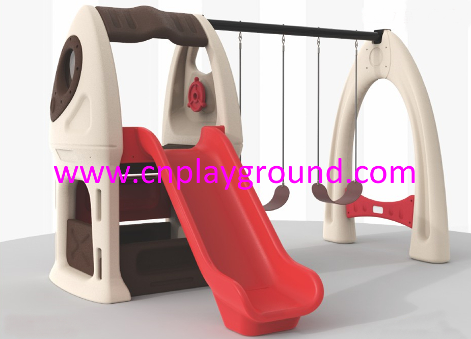 Outdoor Children Play Plastic Swing With Slide Playground (ML-2011401) www.cnplayground.com