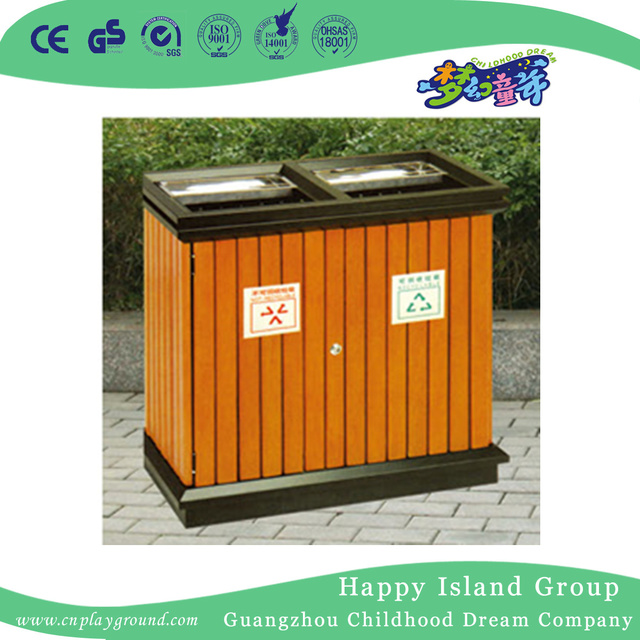 Outdoor Double Wooden Trash Can On Promotion (HHK-15203)