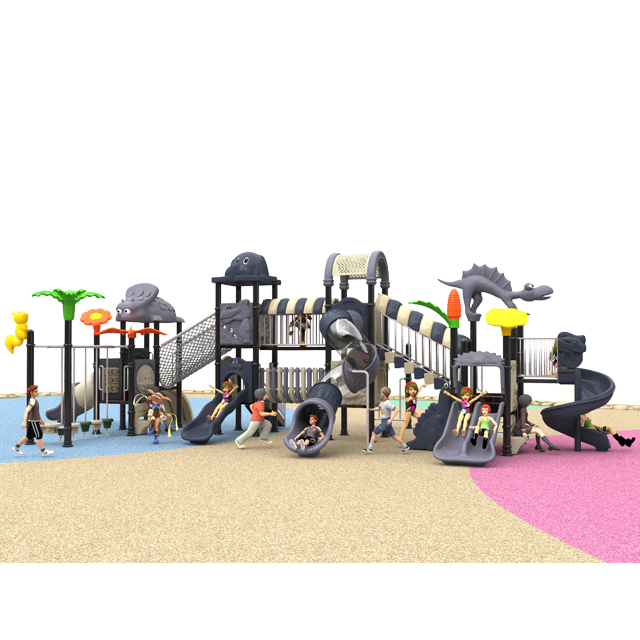 Cartoon Animal Kids Playground with Long Gallery And Multislides HKDLS-3301