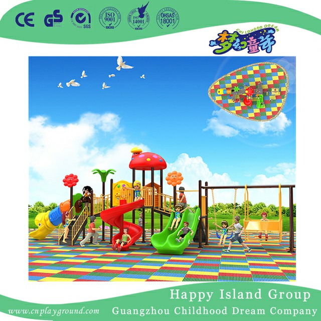 Outdoor Vivid Cartoon Plastic Slide And Swing Combination Set For Kids (BBE-B43)