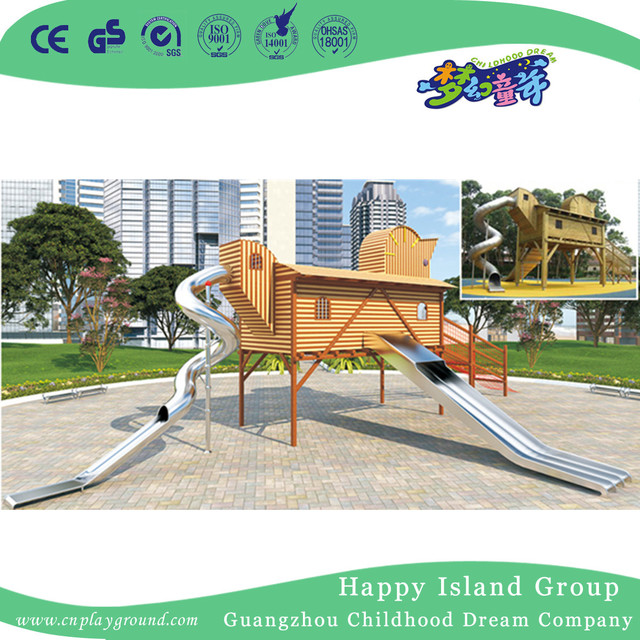Outdoor Middle Octopus Slide Wooden Climbing Playground (HHK-7801)