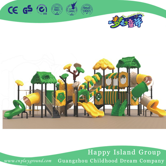 Outdoor Tree House Slide Playground With Climbing Equipment (1914701)