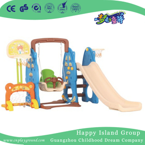 Indoor Children Plastic Blue Rabbit Small Slide Playground With Swing (ML-2014106)