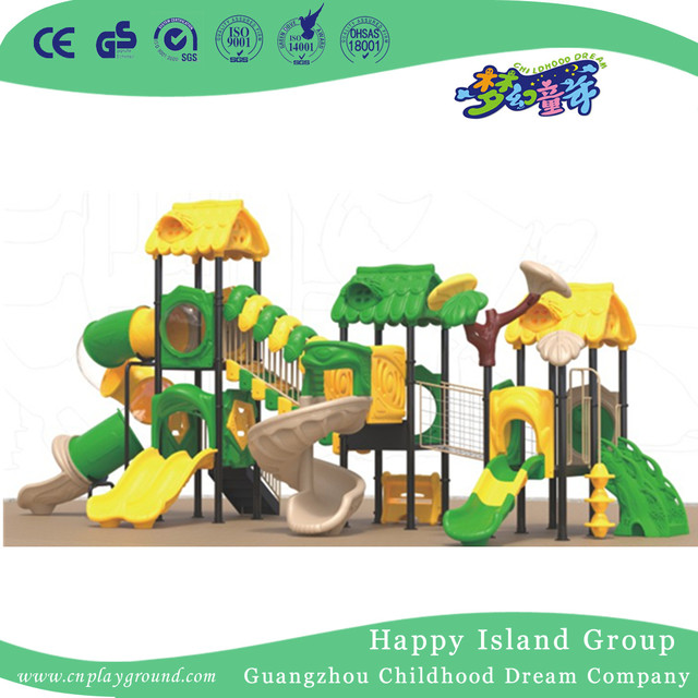 Outdoor Tree House Slide Playground With Climbing Equipment (1914701)
