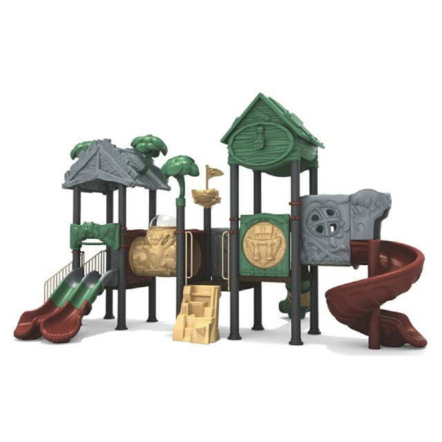 Outdoor Children Small Tree House Playground With Three Slide (ML-2002602)