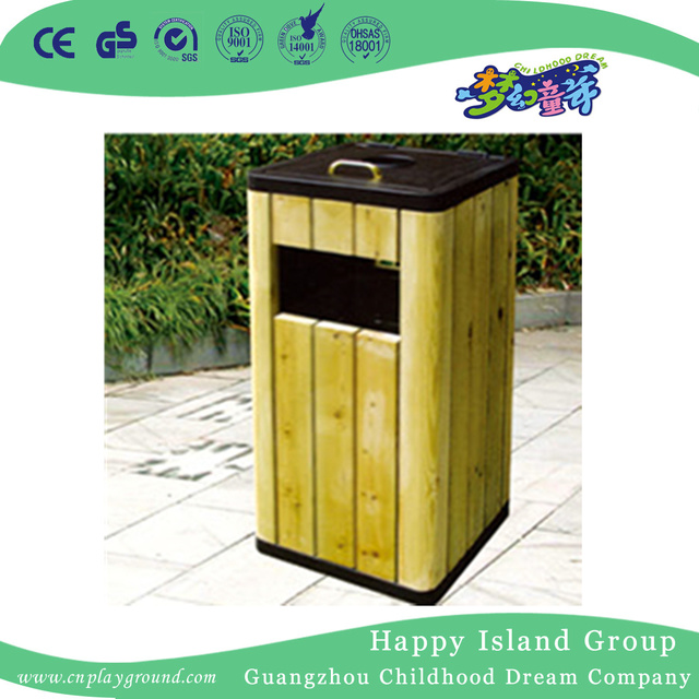 Outdoor Square Wooden Trash Can With Roof (HHK-15106)