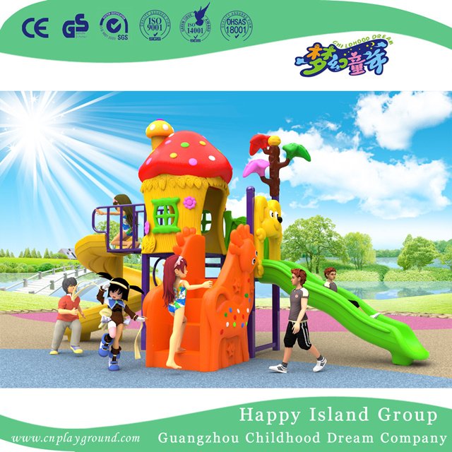 New Outdoor Small Size Children Mushroom House Playground Equipment with S Type Slide (H17-A12)