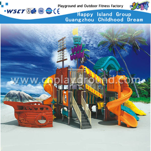 Multi-function Slide Bright Color Children Pirate Ship Galvanized Steel Playground On Stock (HA-05201)