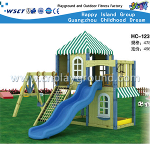 Village Amusement Park Outdoor Children Combined Slide&Swing Wooden Playground (HC-12301) 