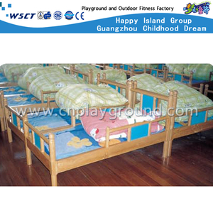 Natural Wood Toddler School Single Bed of Kindergarten Wooden Furniture (M11-07901)