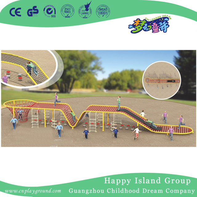 Outdoor Children Parallel Rope Network Series Climbing Frame with Slide (1919301)