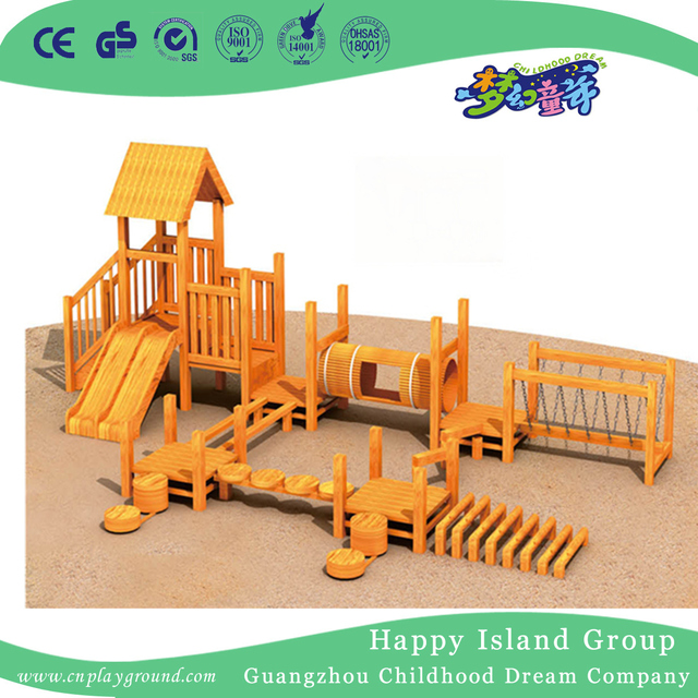 School Natural Wooden Outdoor Slide Playground (HF-17101)