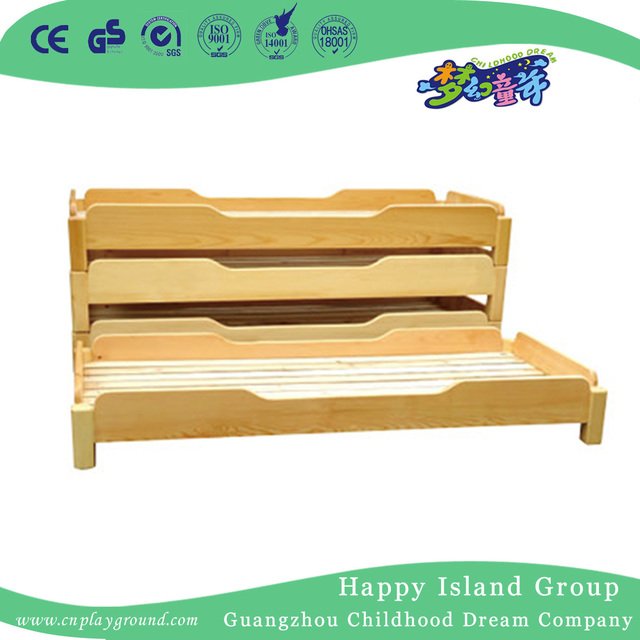 Natural And Rustic Wooden Toddler School Bed on Wall (HG-6402)