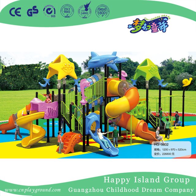 Cartoon Children Galvanized Steel Playground with Ocean Animal (HG-9801)
