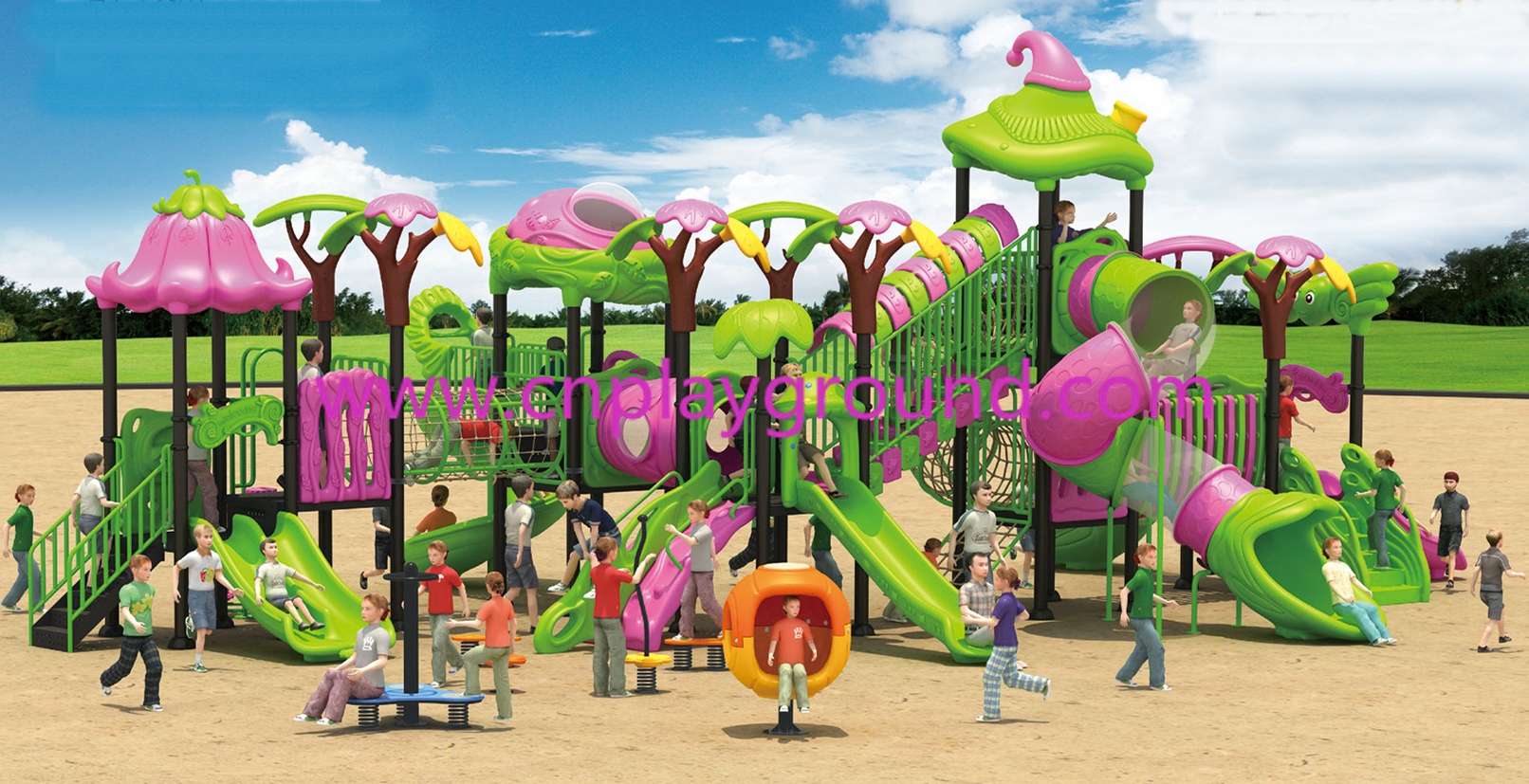 Amusement Park Outdoor Pink and Green Vegetable Playground For Children (HJ-12301) www.cnplayground.com