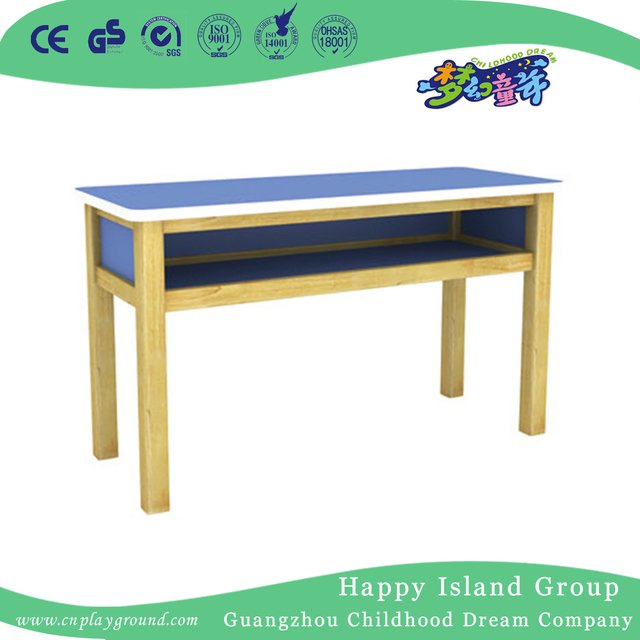 School Wooden Green Fireproof Desk with Drawer for Two (HG-4006)