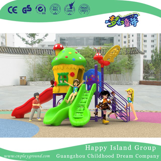 New Design Outdoor Children Mushroom House with Butterfly Slide Playground Equipment (H17-A2)