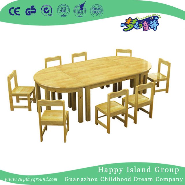 Shcool Rustic Wooden Rectangle Table And Chairs Furniture (HG-3903)
