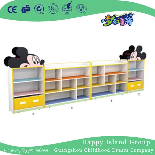  Nursery School Cartoon Mickey Toddler Play Toy Wood Storage Units (M11-08402)