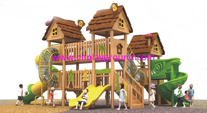 Outdoor New Design Wooden Playhouse Playground With Slide (1906901) www.cnplayground.com