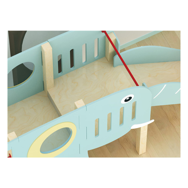Wooden Kindergarten Indoor Children Elephant Slide Playground (HJ-1401)