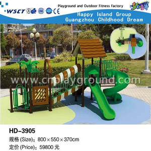 Kindergarten Plastic Slide Outdoor Tree House Galvanized Steel Playground Children Play Equipment (HD-3905)
