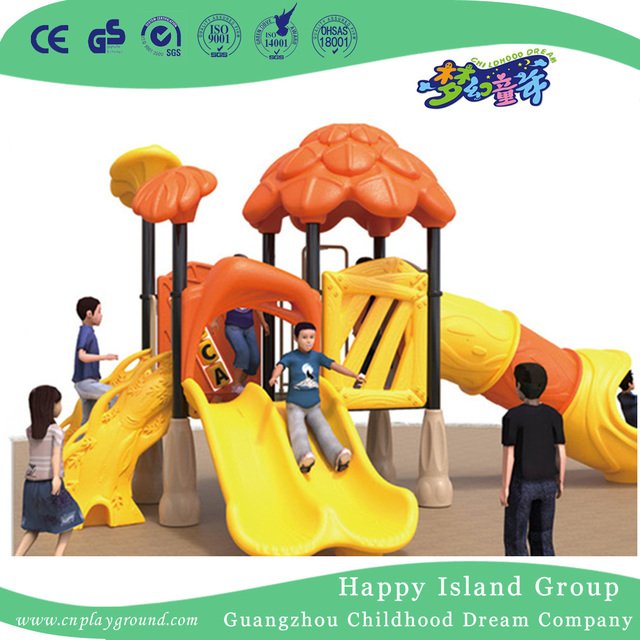 Outdoor Brown Leaves Roof Children Tree House Galvanized Steel Playground Equipment (HG-10401)