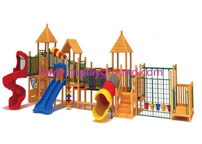 School Natural Wooden Outdoor Slide Playground (HF-17101) HF-17101._副本