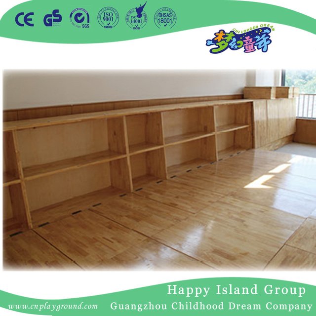 Kindergarten Kids Wooden Extensible School Bed on Wall with Cabinet (HG-6403)