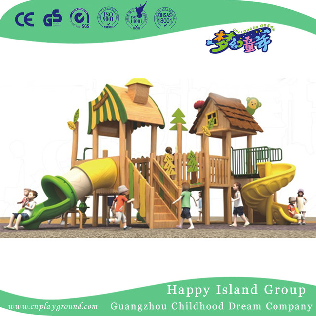 Outdoor Large Wooden Combination Slide Playhouse Playground (1907101)