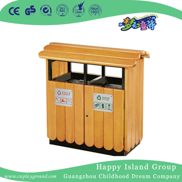 Outdoor Double Wooden Trash Can On Promotion (HHK-15203)