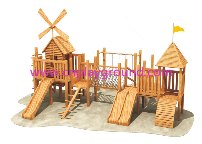 wooden playground Outdoor Wooden Combination Slide Playground For Children(HF-17001)