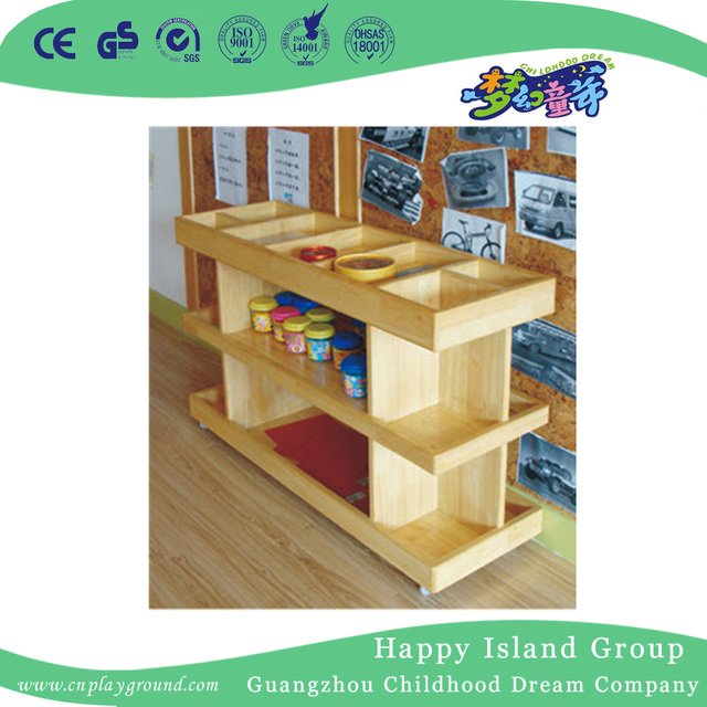 School Rustic Solid Wooden Flower Pot Shelf (HG-4108)