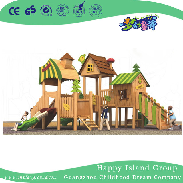 Outdoor New Design Wooden Playhouse Playground With Slide (1906901)