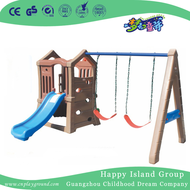 High Quality Kids Play Plastic Small Swing With Slide Playground (ML-2012703)