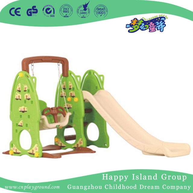 Kids Play Green Rabbit Plastic Small Slid Playground With Swing (ML-2014206)