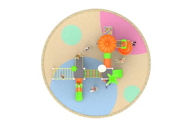  Multi-Function Outdoor Play Set with 3 orange Slide,Climbing Element (HHK-240412)