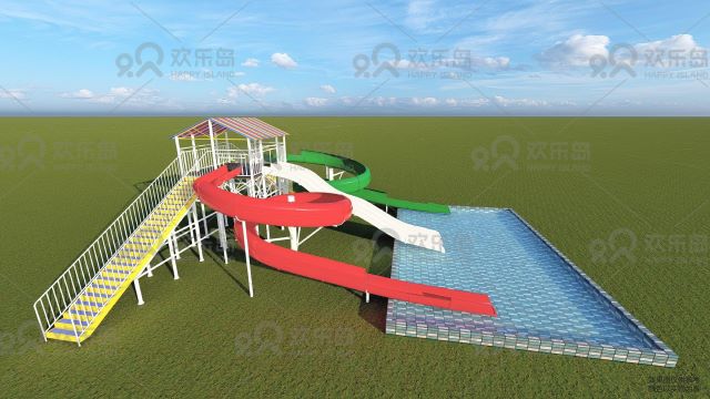 Amusement Park Water 2 tunnel Slide Outdoor Water Playground Equipment (HHK-0316)