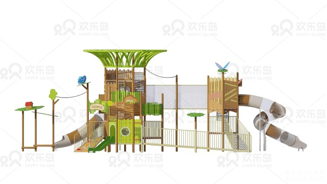 Non-Standard customization Wooden Outdoor Playground With 3 Slides for Children (HHK-0308)