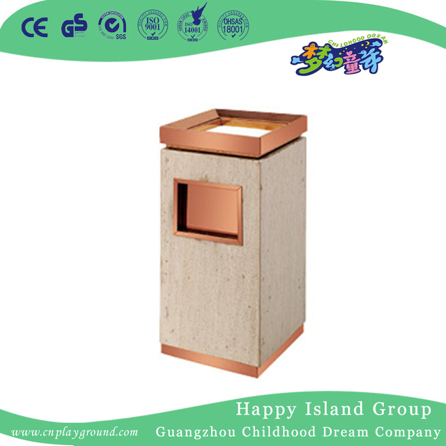 Outdoor Public Wooden Square Trash Can (HHK-15003)