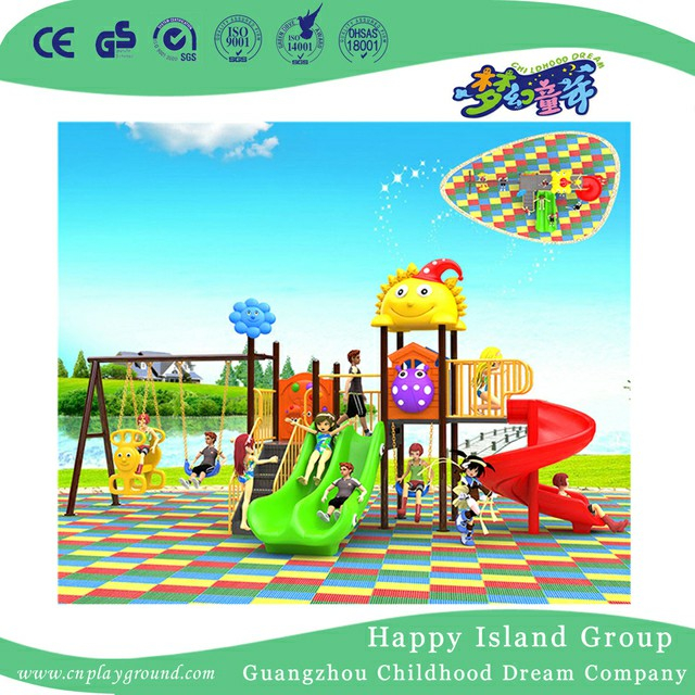 School Cartoon Children Slide and Swing Combination Playground (BBE-B11) 