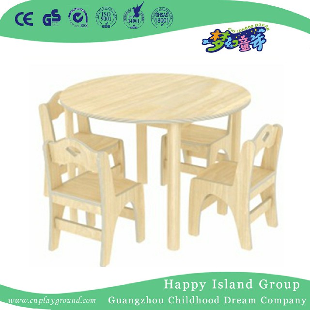 Kindergarten Natural Wooden Round Table For Sale (19A7002)