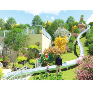 Stainless steel slide winding through green landscape area(HLD-10701)