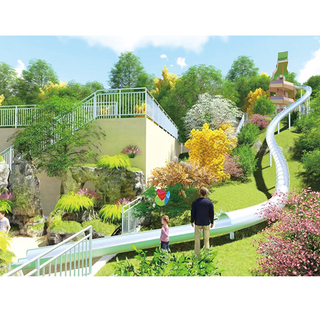 Stainless steel slide winding through green landscape area(HLD-10701)