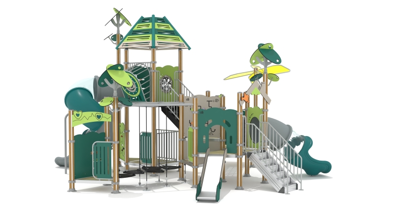 Small Outdoor 3 Slides Multi-functional Playground for Kindergarten (HHK-240513)