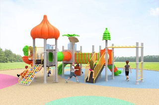  Multi-Function Outdoor Play Set with 3 orange Slide,Climbing Element (HHK-240412)