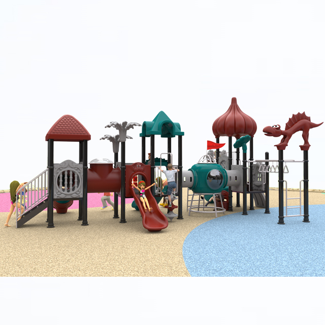 Outdoor Plastic Moulding Playground with 3 Slides And Climber (HKDLS-3201)