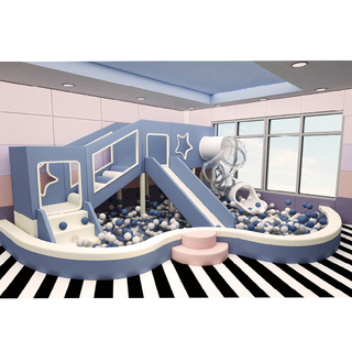 Hut Indoor Playground with Multi-slides And Net Tunnel (HLD-08702)